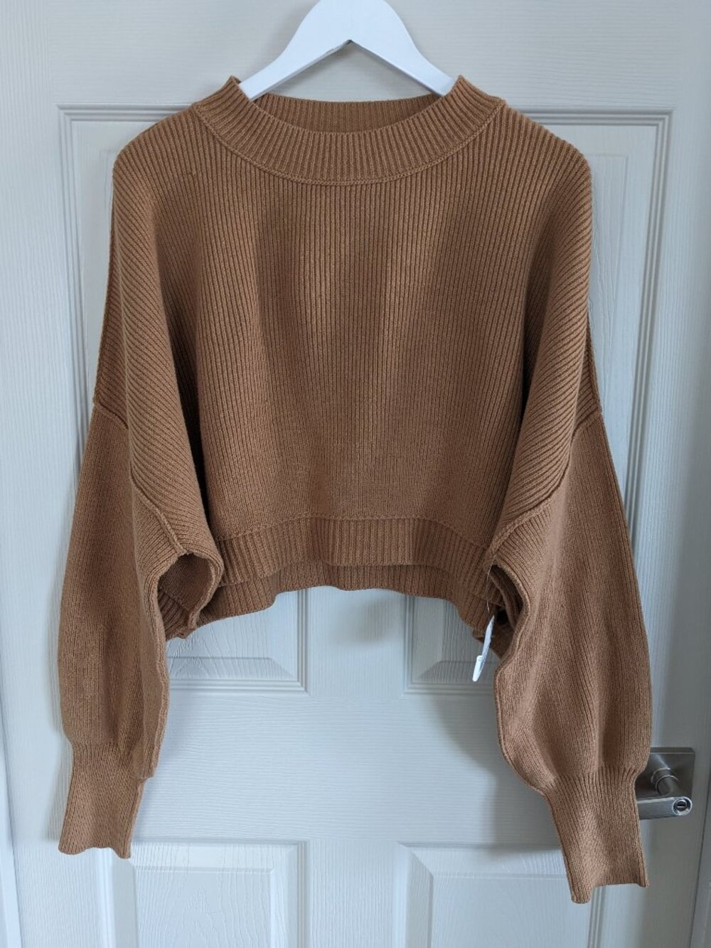 NWT FREE PEOPLE Easy Street Crop Pullover Sweater MEDIUM Camel